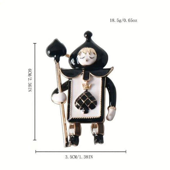 Alice in Wonderland Enamel Brooch Soldier Queen Hearts Spade Cards Poker Villian - Picture 7 of 7